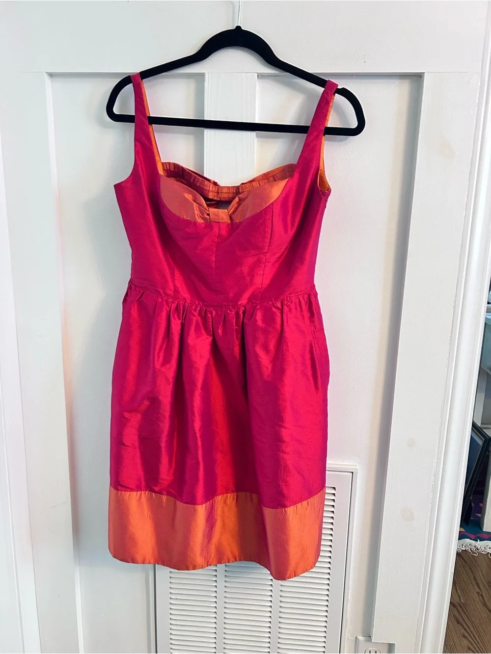 Phoebe Couture Silk Bow Back Cocktail Dress Pink Orange Size 8